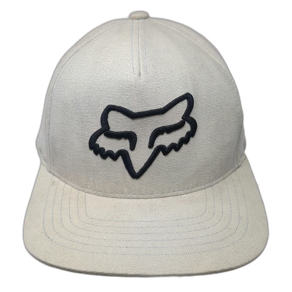 Fox 5 Panel Hat Beige One Size Snapback Embroidered Fox Head Logo Cap Motocross